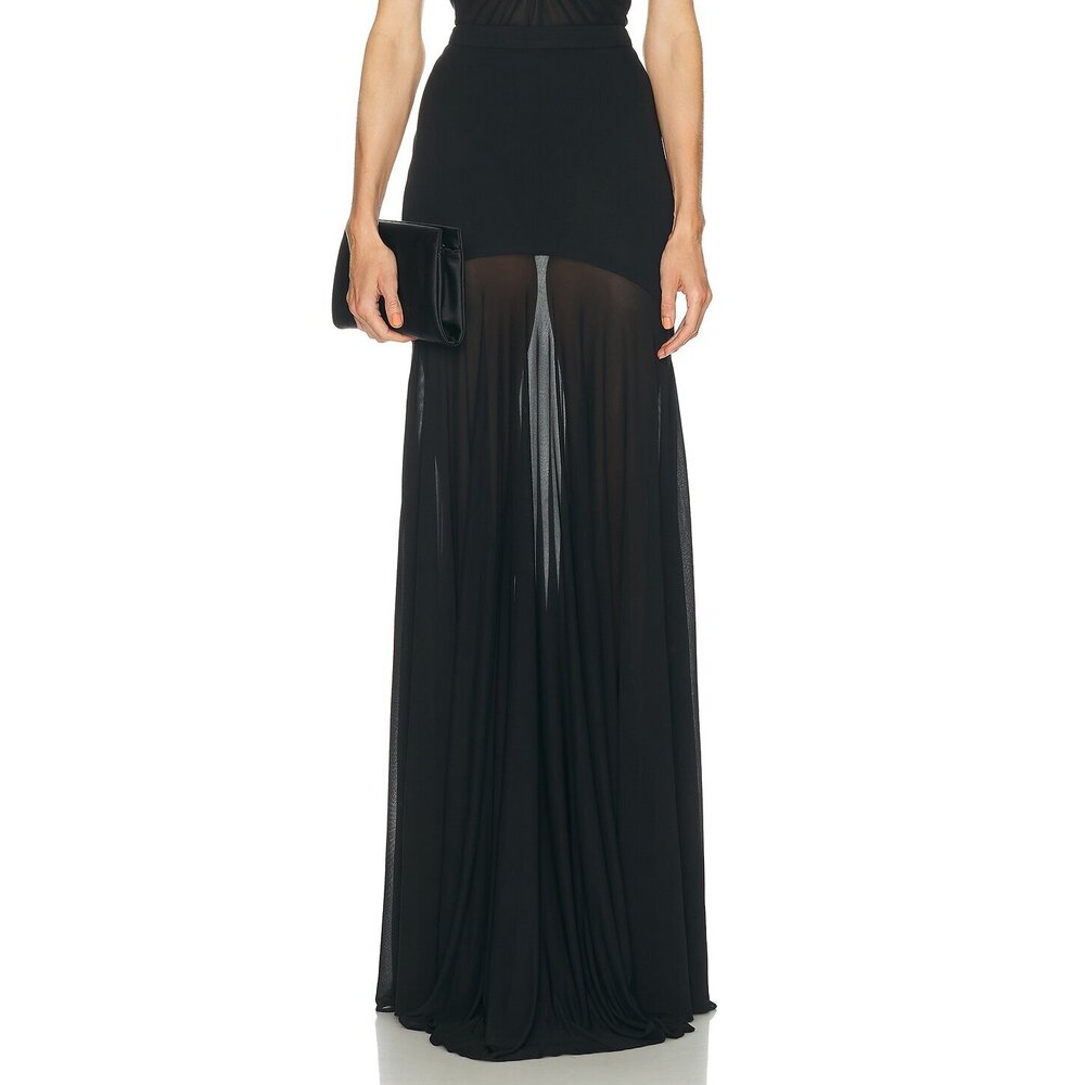 Atlein Long Godet Skirt in Black